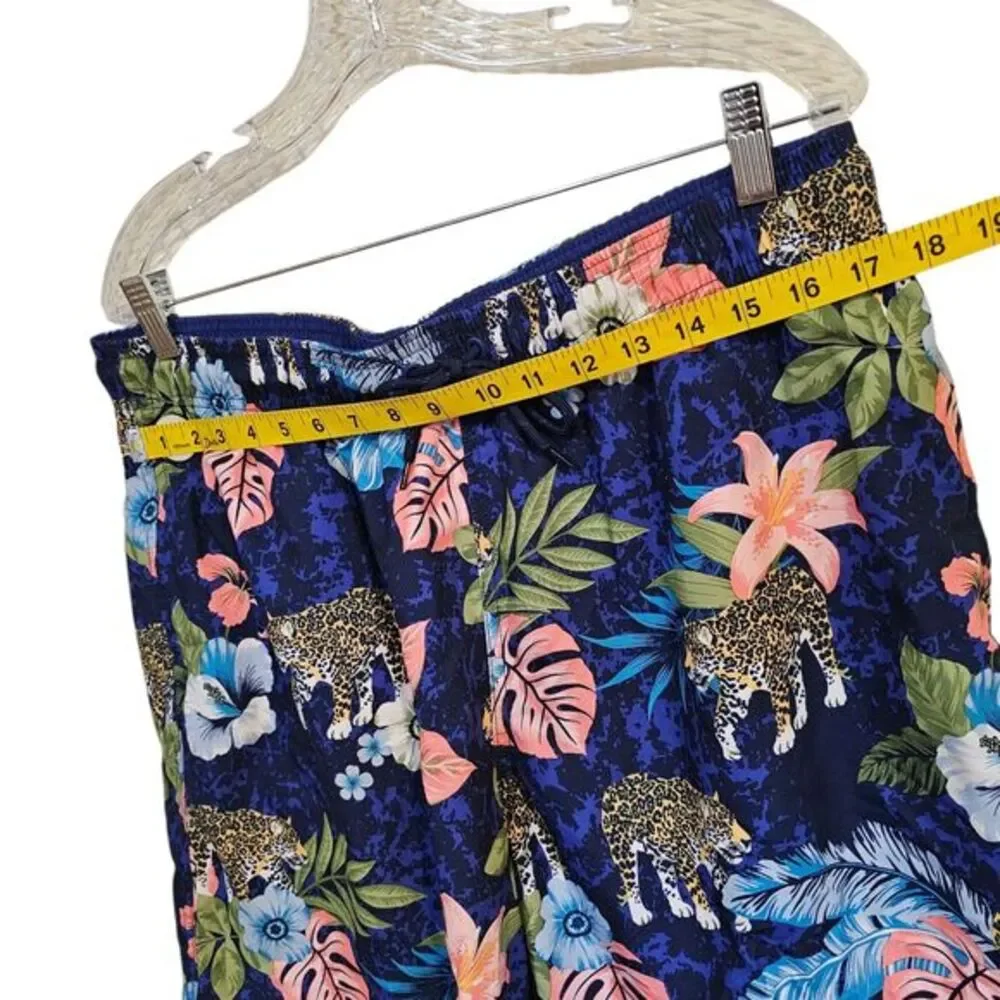George Swimming Short Mens Large Lined Drawstring Trunks Floral Tropical Leopard